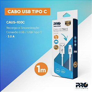 Cabo Usb Tipo C Para Celular Smartphone Com 1 Metro - Caus-100c Proeletronic [F083]
