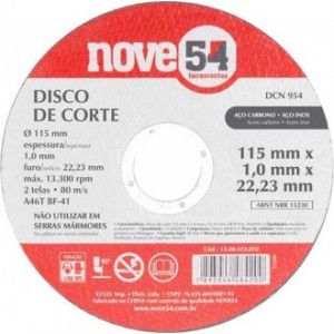 Disco De Corte 115 Mm X 1,0 Mm X 22,23 Mm, Dcn 954, Nove54 12.40.412.010 [F083]