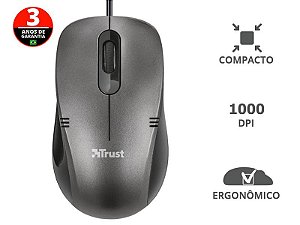 Mouse C/ Fio 20404 Ivero Compacto E Ergonomico Optico Preto 1000 Dpi Usb [F083]