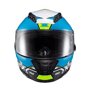 Capacete Texx Fechado Wing Superstar Azul Verd Branc 62 [F016]