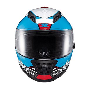 Capacete Texx Fechado Wing Superstar Azul Verm Branc 56 [F016]