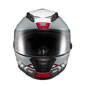 Capacete Texx Fechado Wing Superstar Cinz Verm Branc 56 [F016]
