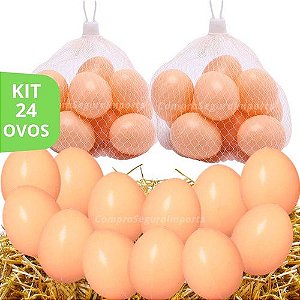 Kit 24 Ovos Falsos De Plástico Para Indez Galinha Poedeira [F114]