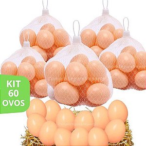 Kit 60 Ovos Falsos De Plástico Para Indez Galinha Poedeira [F114]