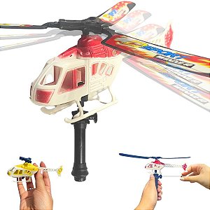 Helicóptero De Brinquedo A Corda Voa De Verdade C/ Lançador [F114]