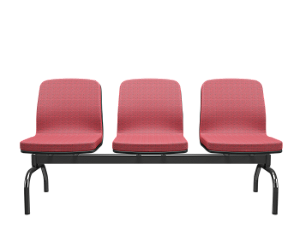 Longarina Soer 3 lugares Vermelho/Preto Metal