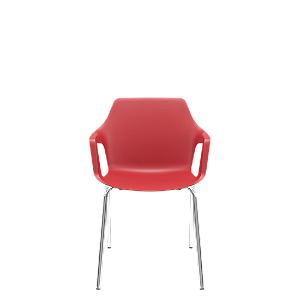 Cadeira Vesper Fixa 4 Pés Cromado Vermelho