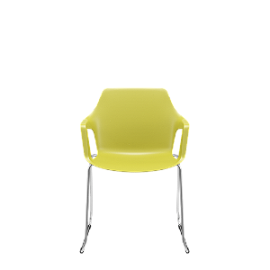 Cadeira Vesper Fixa Cromado Trapezoidal Mostarda