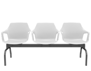 Longarina Vesper 3 Lugares Branco estrutura metal