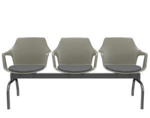 Longarina Vesper 3 Lugares Poliéster Basalto