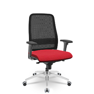 Cadeira Titan Cromada Encosto em Tela Vermelho