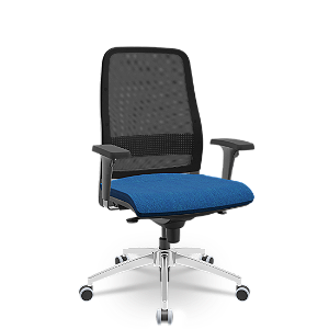 Cadeira Titan Cromada Encosto em Tela Azul