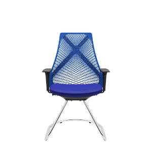 Cadeira Bix Assento Aero Azul Aproximação Cromado