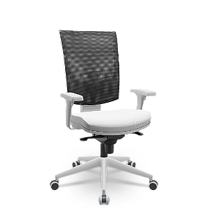 Cadeira Flash Presidente Slider Cinza Aero Branco