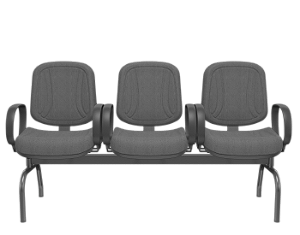 Longarina Premium Diretor Poliéster Cinza 3 lugares