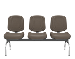 Longarina Premium Diretor Cromado Marrom 3 lugares