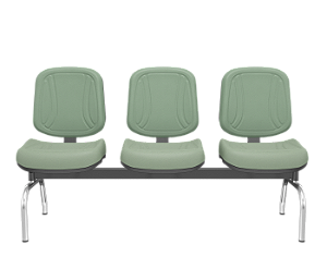 Longarina Premium Diretor Cromado Verde Oliva 3 lugares