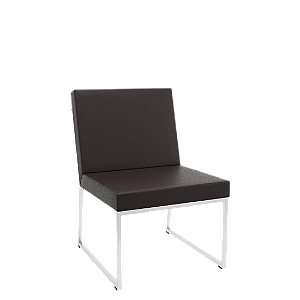 Sofá Speed Base Cromada Vinil Café