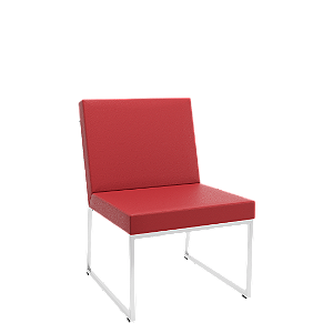 Sofá Speed Base Cromada Vinil Vermelho