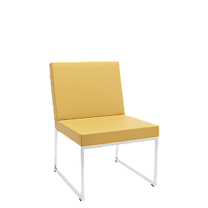 Sofá Speed Base Cromada Vinil Amarelo