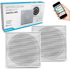 Kit Arandela 6" Leson 2LSQUADBR 70W RMS Quadrada Branca - PAR / 2 [F002]