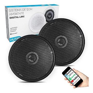 Kit Arandela 6" Leson 2LSREDPT 70W RMS Redonda Preta - PAR / 2 [F002]