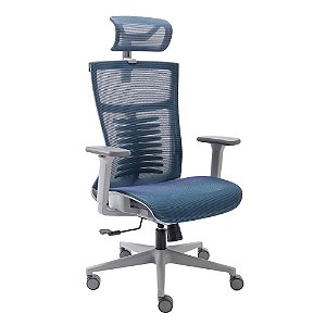 Cadeira de Escritorio Elements Vertta Pro Cinza e Azul
