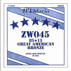Corda Avulsa Violão Aço .045 D Addario 80/15 Bronze ZW045 [F035]