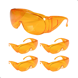 Kit 5 óculos Proteção Laranja Visão Noturna Dia Nublado - UN / 5 [F103]