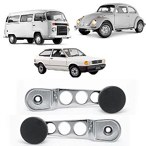 2 Manivelas Vidro Cromadas Sport  Fusca Brasília Gol Kombi - UN / 2 [F103]