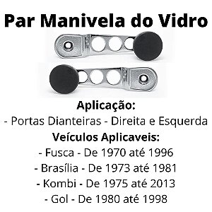 Kit 2 Manivelas Cromada Sport Vidro Fusca Brasília Gol Kombi - UN / 2 [F103]