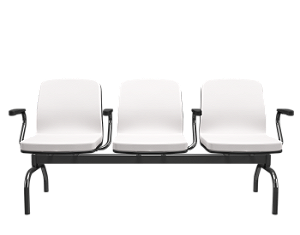 Longarina Soer 5 lugares Branco Estrutura Metal