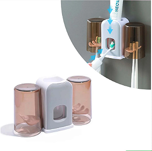 Dispenser Aplicador Creme Dental Suporte 4 Escovas Banheiro Parede Multifuncional [F102]