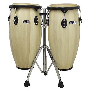 Par De Congas 11 E 12 Natural Com Suporte New York [F097]