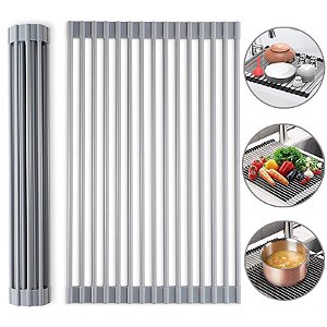 Escorredor De Pia Dobrável Portátil Aço Inox 47x30cm [F102]