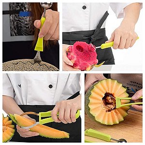 Fatiador De Frutas 4 Em 1 Cortador Melância Melão Aço Inox [F102]