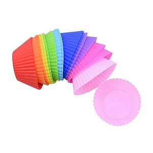 Formas Silicone Mini Cupcake Bolo Muffin Assadeira Kit Com 12 Unidades [F102]
