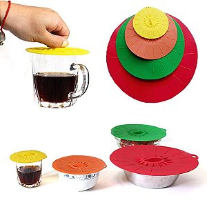 Kit Tampas Silicone De Sucção 4 Peças A Vacuo Coloridas [F102]