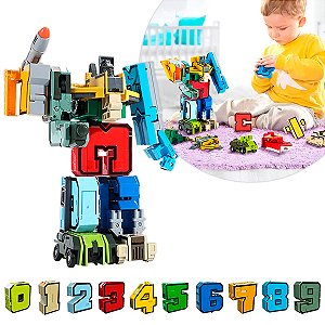 Bloco De Montar Super Números - Carrinhos E Robô [F102]