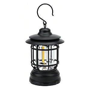 Lampião Led Recarrega Retrô C/ Regulador De Intensidade Usb Cor:  Preto [F102]