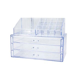 Organizador Porta Maquiagem Acrilico Duplo Pincel 3 Gavetas [F102]