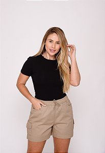 Shorts Cargo Feminino Bege Escuro Ref 7947 [F075]