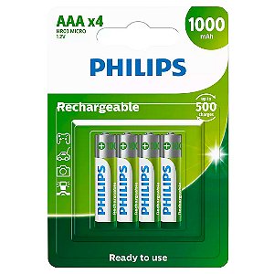 4 Pilhas Recarregaveis Aaa Philips [F108]