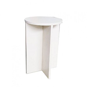 Banco Tampo Redondo 45cm Em Mdf Branco [F031]