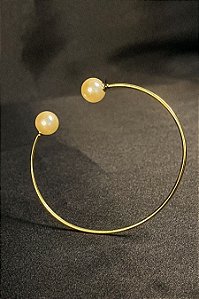 Bracelete Fio Com Pérola Banhado Em Ouro 18k [F027]