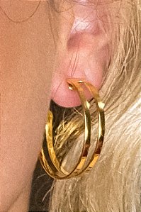 Brinco Argola Media Dupla Vazada Banhado Em Ouro 18k [F027]