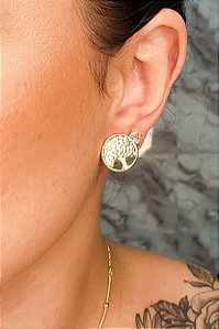 Brinco árvore Da Vida Em Chapa Banhado Em Ouro 18k [F027]