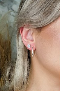 Brinco De Argola Média Lisa Em Prata 925 [F027]