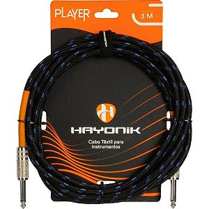 Cabo Para Instrumentos Player P10 Textil 3m Preto/Azul Hayonik [F003]