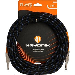 Cabo Para Instrumentos Player P10 Textil 7m Preto/Azul Hayonik [F003]